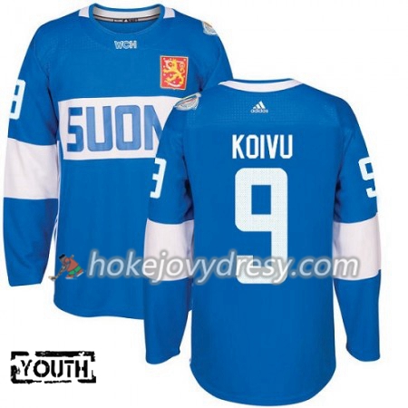 Dětské Hokejový Dres Finsko Mikko Koivu 9 Světový pohár v ledním hokeji 2016 Modrá Premier